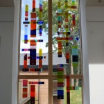 a suspended glass installation